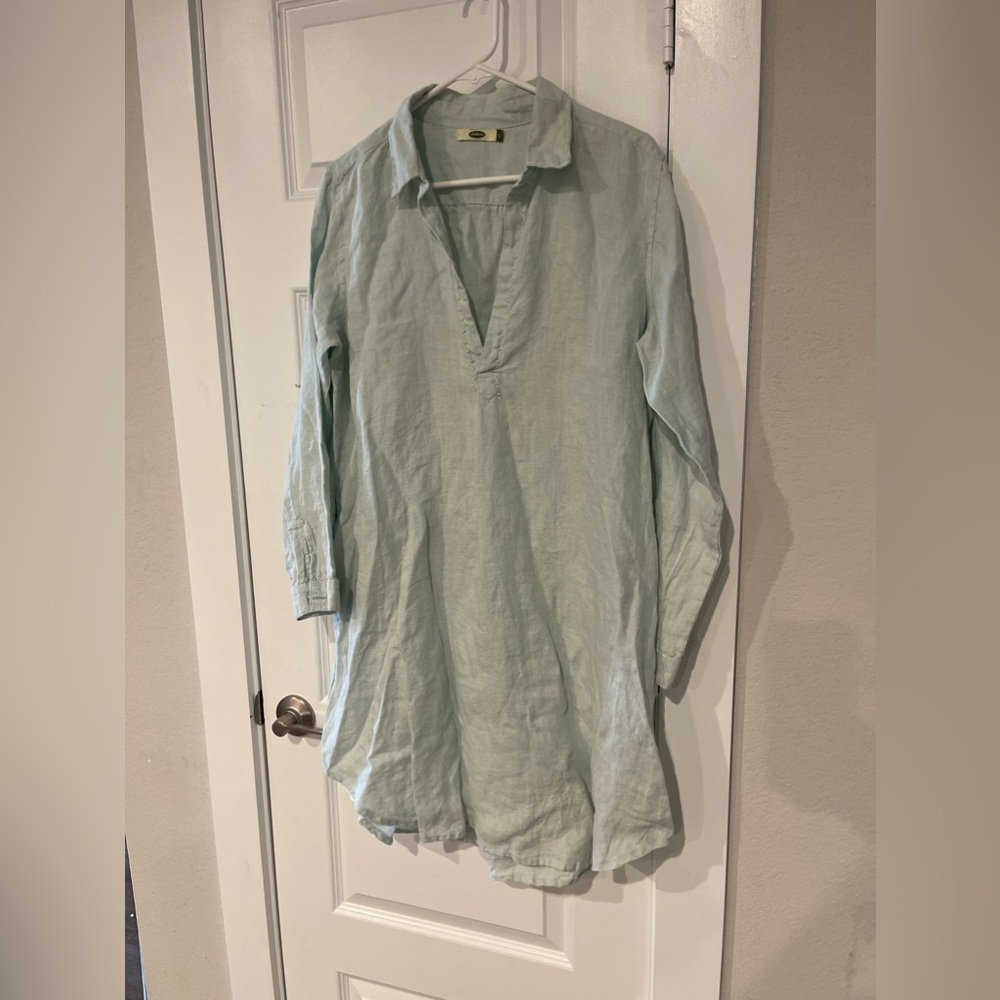 Dolma 100% linen collar tunic dress